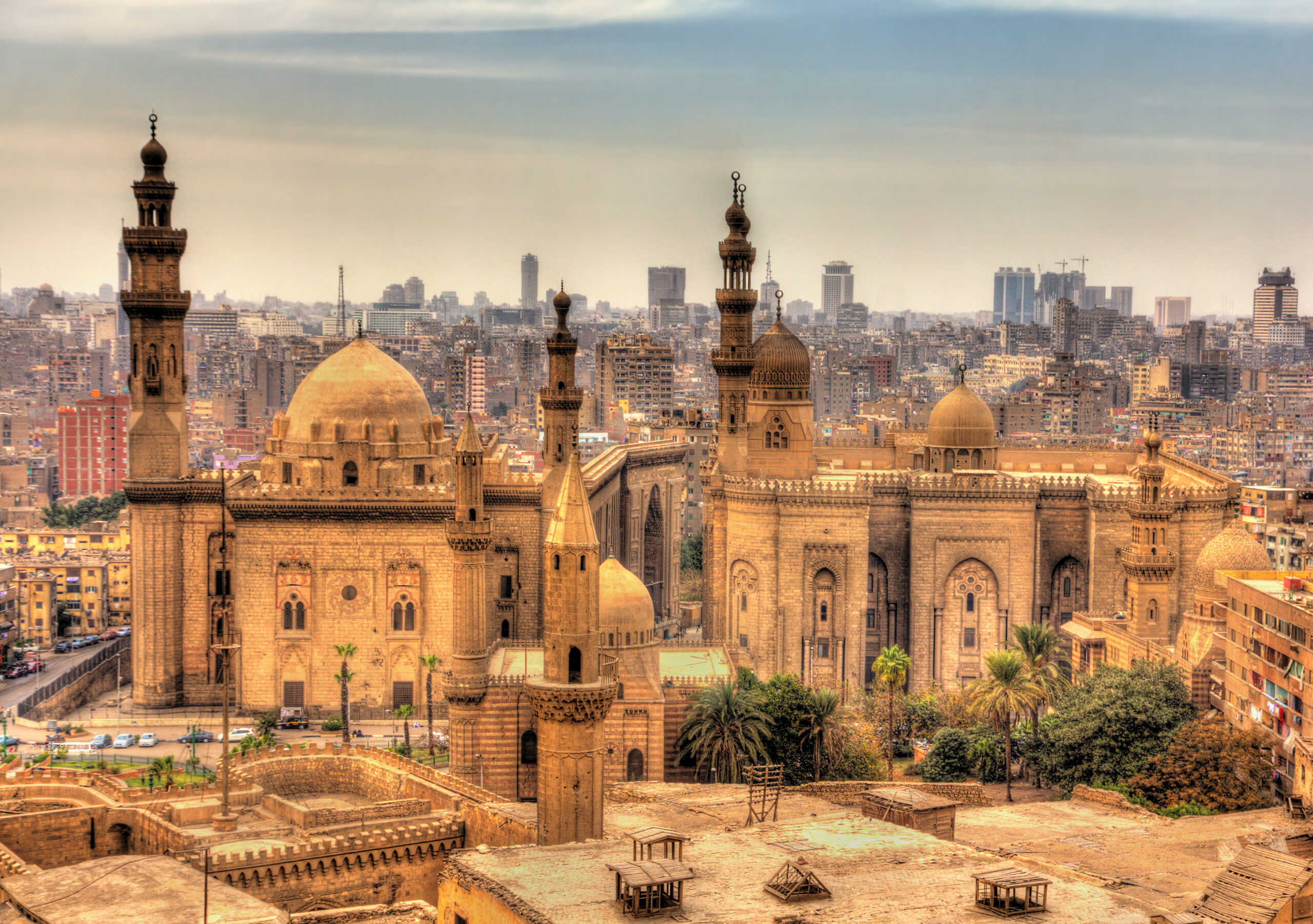 View of the Mosques of Sultan Hassan and Al-Rifai in Cairo - Egypt